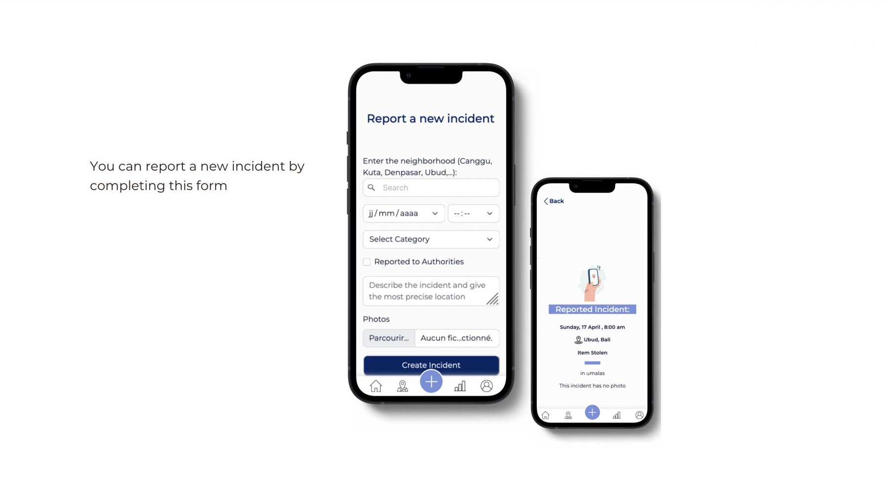 Report a new incident form next to the reported incident confirmation